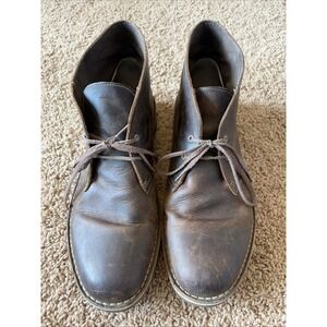 Clarks Brown Leather Chukka Laceup Boots Shoes Bushacre 15522 Mens US 12M